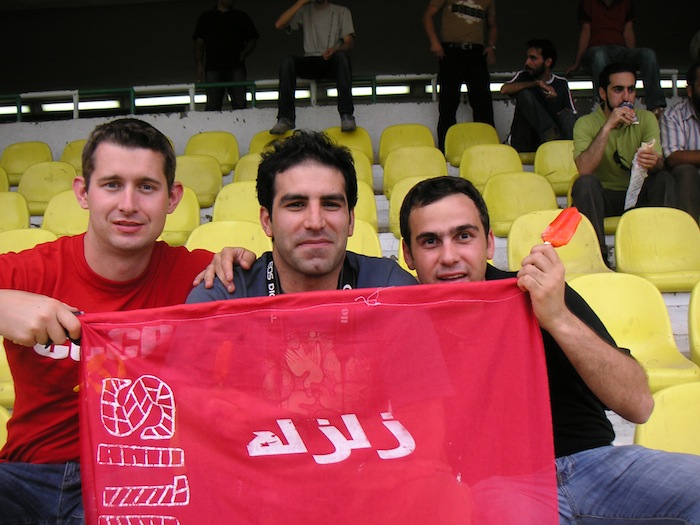 With my Iranian friends at a Persepolis match (Tehran, Iran)